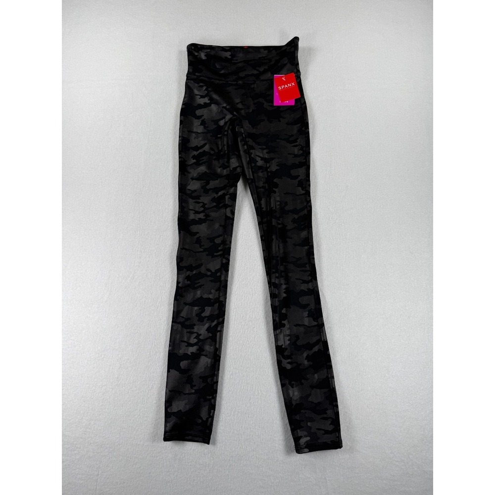 SPANX Look At Me Now Seamless Leggings XS Black Gray Camo High Rise NWT